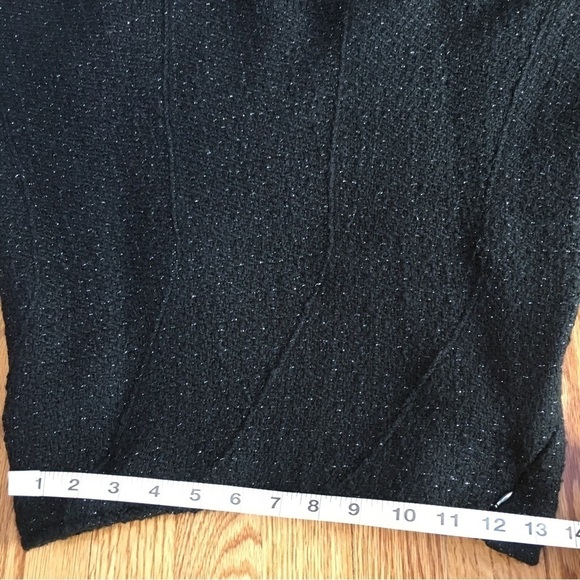 Vintage 90's Etam Black Wool Blend Textured Ruffle Hem A-line Flare Skirt - Picture 7 of 16